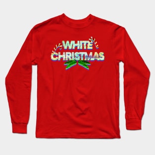 White Christmas Glitch Long Sleeve T-Shirt